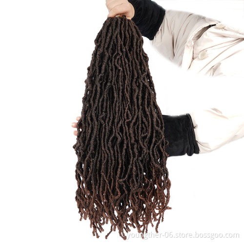 Synthetic Hair Soft Nu Faux Rasa Locs Braids Dreadlocks Goddess Nu Faux Locs Curly Braid Wavy Preloop Crochet Braiding